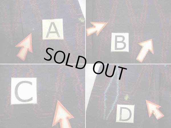 画像11: G1105A 紬 女性用着物  シルク(正絹)   ネイビー(紺), 亀甲 【中古】 【USED】 【リサイクル】 ★★★☆☆ (11)