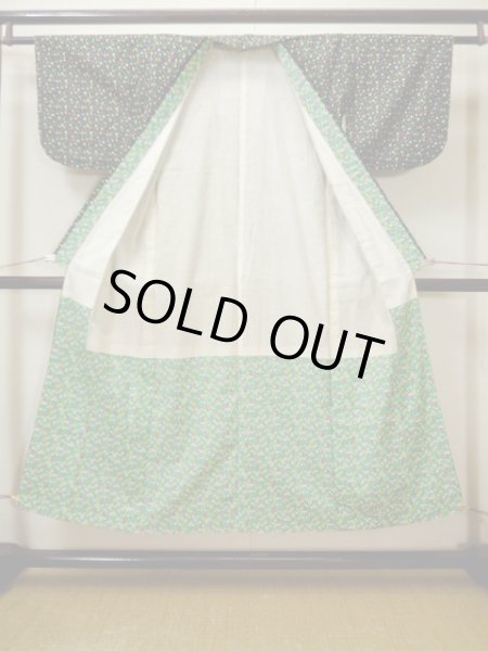 画像2: G1110X 小紋 女性用着物  綿  スモーキーな トープ, 花 【中古】 【USED】 【リサイクル】 ★★★★☆ (2)