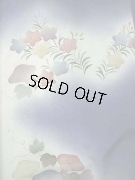 画像3: G1110Z 小紋 女性用着物  シルク(正絹)  薄い 青, 朝顔 【中古】 【USED】 【リサイクル】 ★☆☆☆☆ (3)