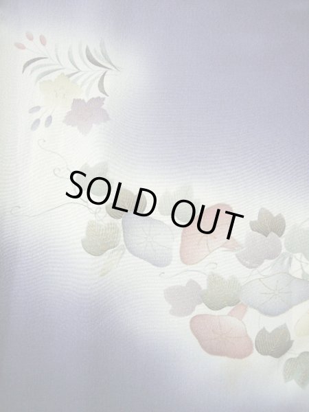 画像5: G1110Z 小紋 女性用着物  シルク(正絹)  薄い 青, 朝顔 【中古】 【USED】 【リサイクル】 ★☆☆☆☆ (5)