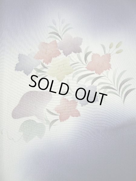 画像7: G1110Z 小紋 女性用着物  シルク(正絹)  薄い 青, 朝顔 【中古】 【USED】 【リサイクル】 ★☆☆☆☆ (7)