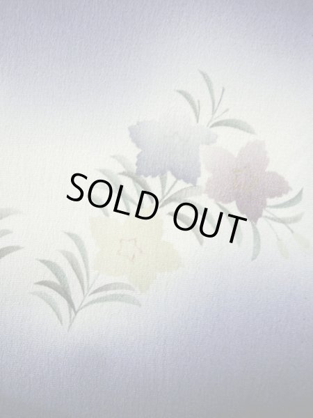 画像8: G1110Z 小紋 女性用着物  シルク(正絹)  薄い 青, 朝顔 【中古】 【USED】 【リサイクル】 ★☆☆☆☆ (8)