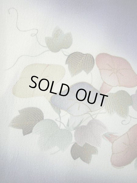 画像9: G1110Z 小紋 女性用着物  シルク(正絹)  薄い 青, 朝顔 【中古】 【USED】 【リサイクル】 ★☆☆☆☆ (9)