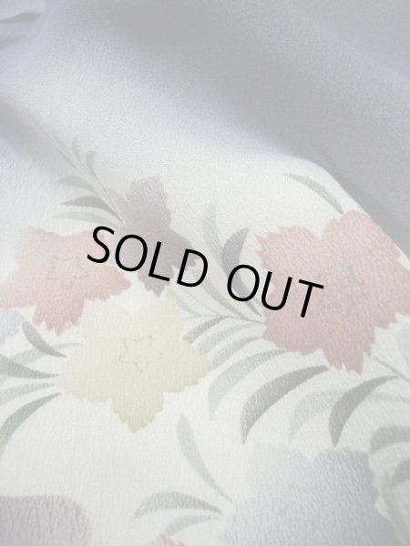 画像14: G1110Z 小紋 女性用着物  シルク(正絹)  薄い 青, 朝顔 【中古】 【USED】 【リサイクル】 ★☆☆☆☆ (14)