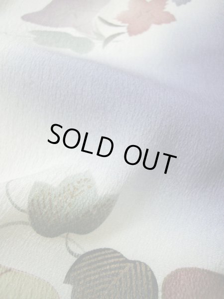 画像15: G1110Z 小紋 女性用着物  シルク(正絹)  薄い 青, 朝顔 【中古】 【USED】 【リサイクル】 ★☆☆☆☆ (15)