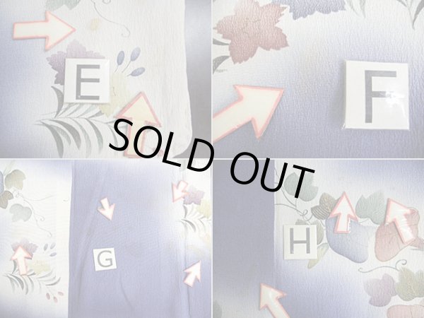 画像17: G1110Z 小紋 女性用着物  シルク(正絹)  薄い 青, 朝顔 【中古】 【USED】 【リサイクル】 ★☆☆☆☆ (17)