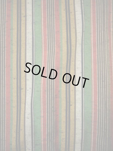 画像4: G1125Z 紬 女性用着物  シルク(正絹)   オリーブ, 縞 【中古】 【USED】 【リサイクル】 ★★★☆☆ (4)