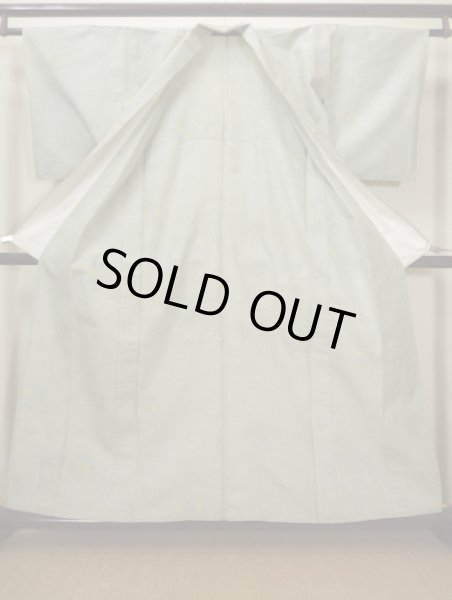 画像2: H0301G 単衣 女性用着物  ウール 淡い 緑がかった グレー(灰色), 竹 【中古】 【USED】 【リサイクル】 ★★☆☆☆ (2)