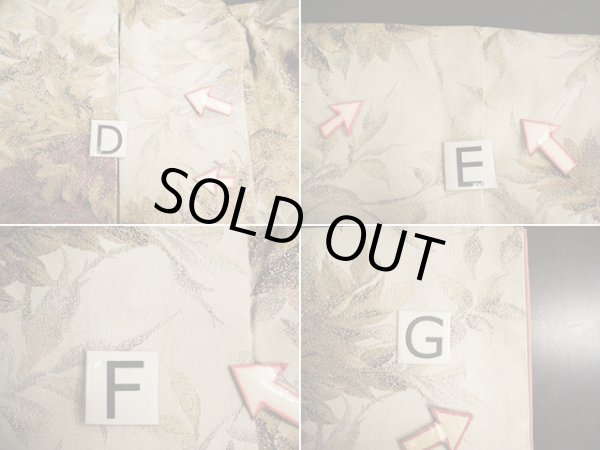 画像18: H0301X 織 女性用着物  シルク(正絹)  スモーキーな オフ ホワイト, バラ 【中古】 【USED】 【リサイクル】 ★☆☆☆☆ (18)