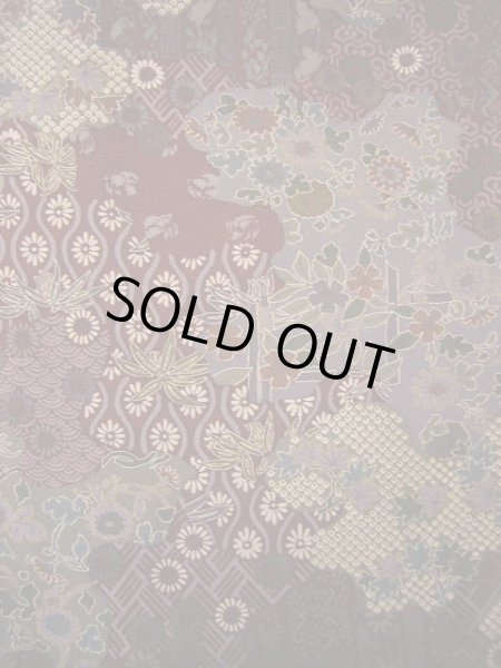 画像3: H0308E 小紋 女性用着物  シルク(正絹)   えんじ, 猫 【中古】 【USED】 【リサイクル】 ★★★★☆ (3)