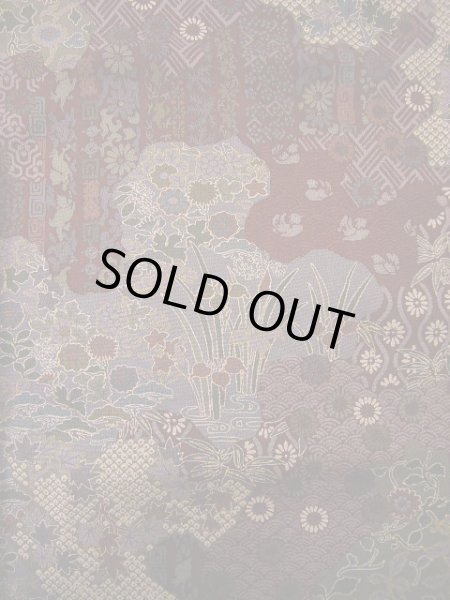 画像4: H0308E 小紋 女性用着物  シルク(正絹)   えんじ, 猫 【中古】 【USED】 【リサイクル】 ★★★★☆ (4)