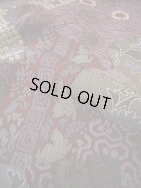 画像15: H0308E 小紋 女性用着物  シルク(正絹)   えんじ, 猫 【中古】 【USED】 【リサイクル】 ★★★★☆ (15)