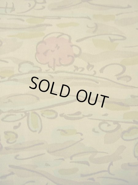 画像8: H0308P 小紋 女性用着物  シルク(正絹)  薄い カーキ, 風景 【中古】 【USED】 【リサイクル】 ★★★☆☆ (8)