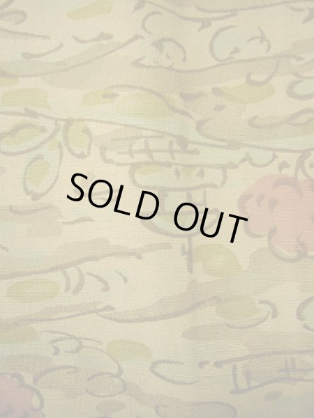 画像9: H0308P 小紋 女性用着物  シルク(正絹)  薄い カーキ, 風景 【中古】 【USED】 【リサイクル】 ★★★☆☆ (9)