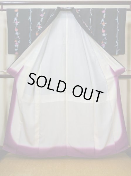 画像3: H0308Y 小紋 女性用着物  シルク（正絹）   黒, バラ 【中古】 【USED】 【リサイクル】 ★★★★☆ (3)