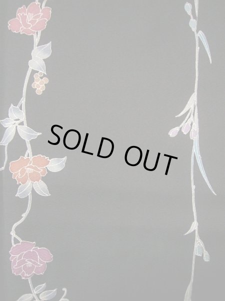 画像4: H0308Y 小紋 女性用着物  シルク（正絹）   黒, バラ 【中古】 【USED】 【リサイクル】 ★★★★☆ (4)