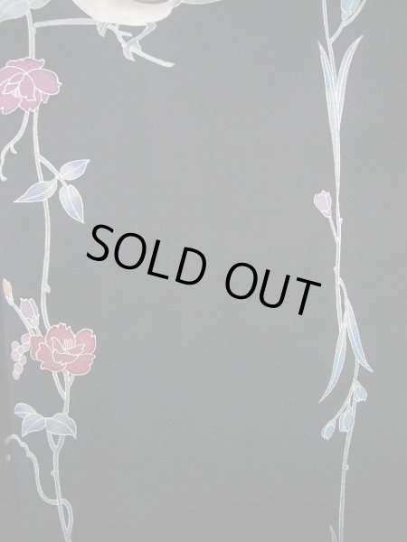 画像6: H0308Y 小紋 女性用着物  シルク（正絹）   黒, バラ 【中古】 【USED】 【リサイクル】 ★★★★☆ (6)