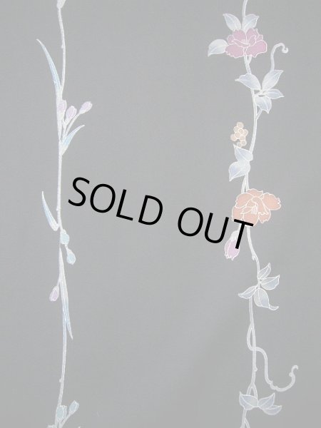 画像9: H0308Y 小紋 女性用着物  シルク（正絹）   黒, バラ 【中古】 【USED】 【リサイクル】 ★★★★☆ (9)