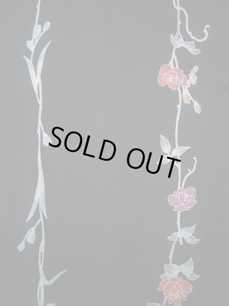 画像10: H0308Y 小紋 女性用着物  シルク（正絹）   黒, バラ 【中古】 【USED】 【リサイクル】 ★★★★☆ (10)