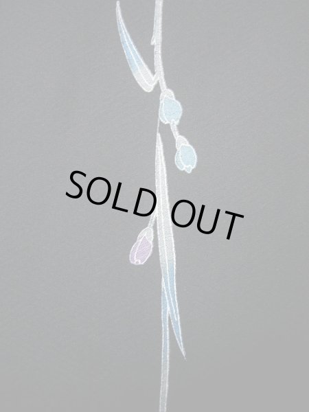 画像13: H0308Y 小紋 女性用着物  シルク（正絹）   黒, バラ 【中古】 【USED】 【リサイクル】 ★★★★☆ (13)