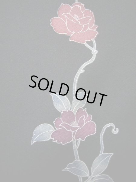 画像14: H0308Y 小紋 女性用着物  シルク（正絹）   黒, バラ 【中古】 【USED】 【リサイクル】 ★★★★☆ (14)