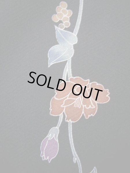 画像15: H0308Y 小紋 女性用着物  シルク（正絹）   黒, バラ 【中古】 【USED】 【リサイクル】 ★★★★☆ (15)