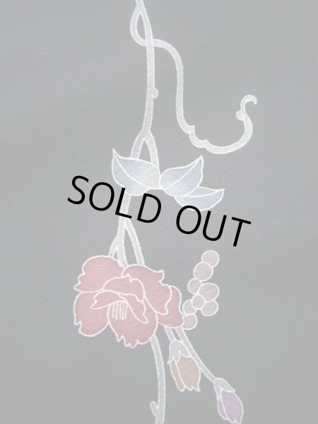 画像16: H0308Y 小紋 女性用着物  シルク（正絹）   黒, バラ 【中古】 【USED】 【リサイクル】 ★★★★☆ (16)