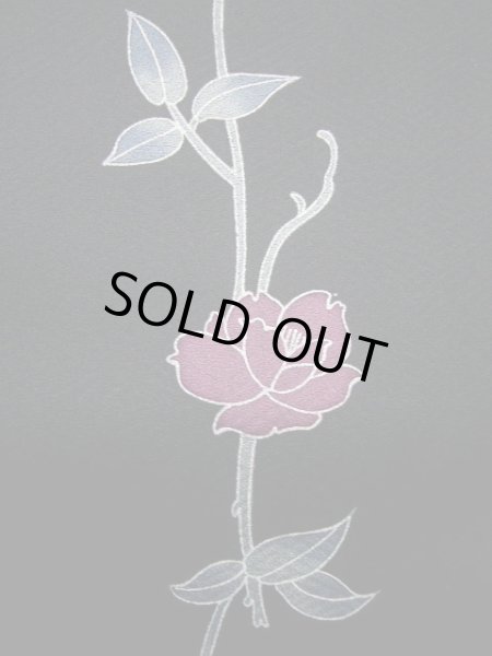 画像17: H0308Y 小紋 女性用着物  シルク（正絹）   黒, バラ 【中古】 【USED】 【リサイクル】 ★★★★☆ (17)