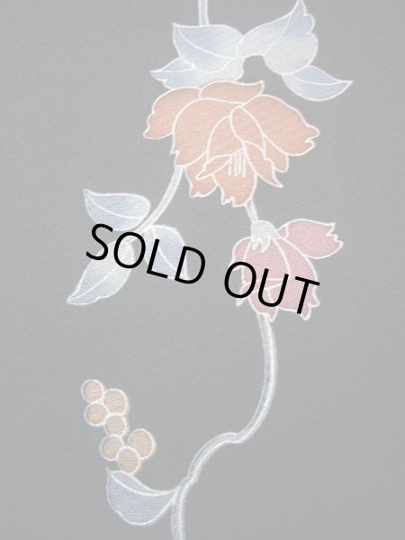 画像18: H0308Y 小紋 女性用着物  シルク（正絹）   黒, バラ 【中古】 【USED】 【リサイクル】 ★★★★☆ (18)