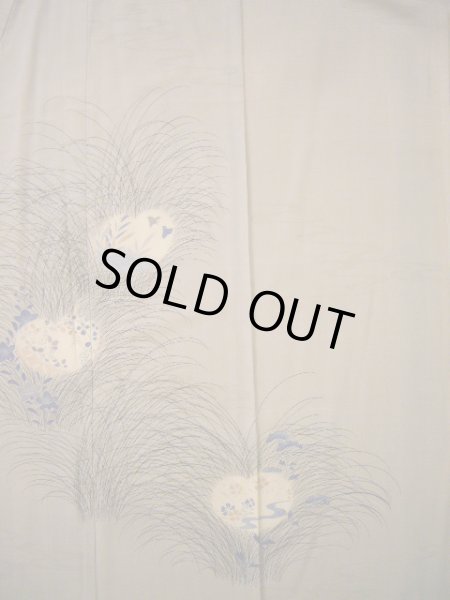 画像4: H0317F 訪問着 女性用着物  シルク(正絹)  薄い グレー(灰色), ききょう 【中古】 【USED】 【リサイクル】 ★★☆☆☆ (4)