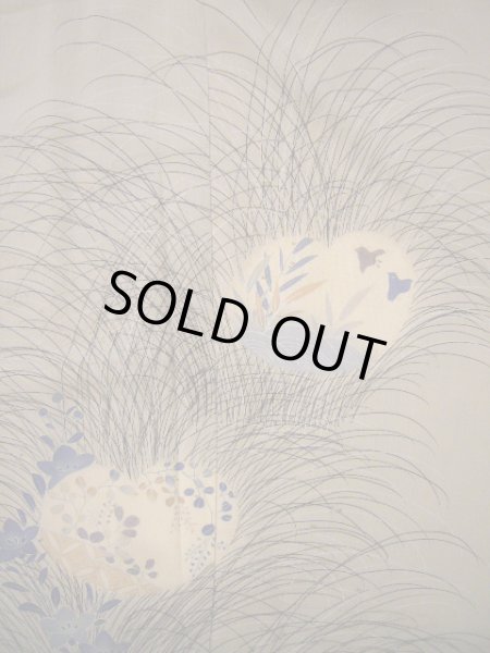 画像6: H0317F 訪問着 女性用着物  シルク(正絹)  薄い グレー(灰色), ききょう 【中古】 【USED】 【リサイクル】 ★★☆☆☆ (6)