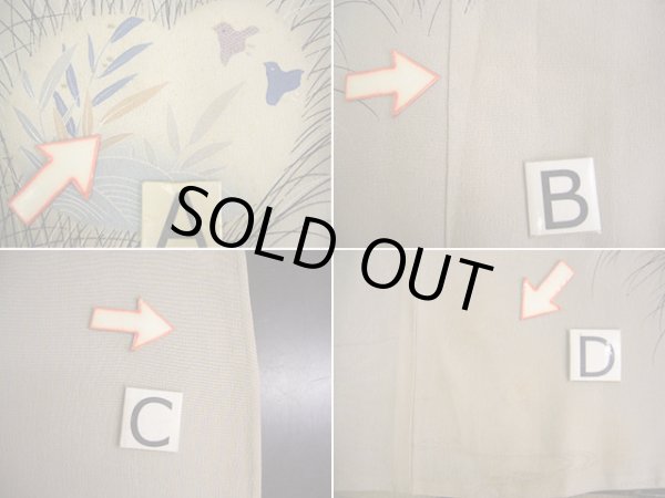 画像19: H0317F 訪問着 女性用着物  シルク(正絹)  薄い グレー(灰色), ききょう 【中古】 【USED】 【リサイクル】 ★★☆☆☆ (19)