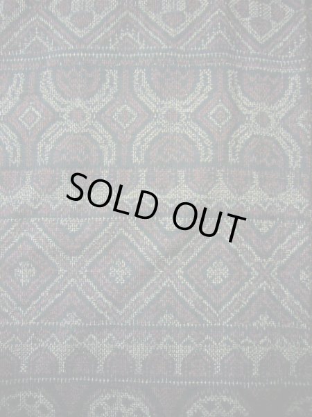 画像4: H0728O 紬 女性用着物  シルク（正絹） スモーキーな 緑がかった 黒, 幾何学模様 【中古】 【USED】 【リサイクル】 ★★★☆☆ (4)