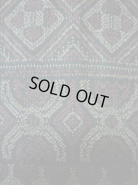 画像5: H0728O 紬 女性用着物  シルク（正絹） スモーキーな 緑がかった 黒, 幾何学模様 【中古】 【USED】 【リサイクル】 ★★★☆☆ (5)