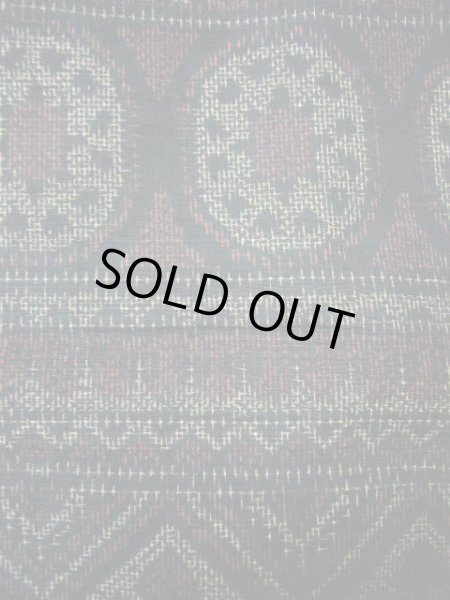 画像6: H0728O 紬 女性用着物  シルク（正絹） スモーキーな 緑がかった 黒, 幾何学模様 【中古】 【USED】 【リサイクル】 ★★★☆☆ (6)