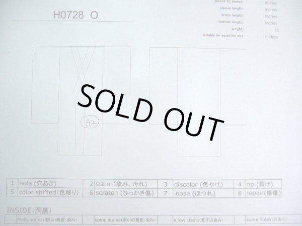 画像11: H0728O 紬 女性用着物  シルク（正絹） スモーキーな 緑がかった 黒, 幾何学模様 【中古】 【USED】 【リサイクル】 ★★★☆☆ (11)
