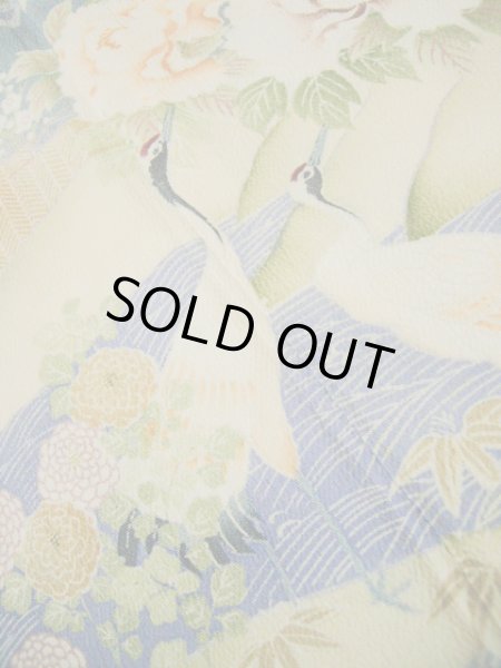 画像8: H0929J 留袖 女性用着物 家紋:唐花 シルク(正絹)   黒, ぼたん 【中古】 【USED】 【リサイクル】 ★★★☆☆ (8)