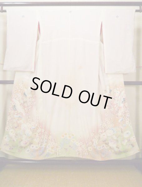 画像2: H1025A 留袖 女性用着物  シルク(正絹)   オフ ホワイト, 鶴 【中古】 【USED】 【リサイクル】 ★☆☆☆☆ (2)