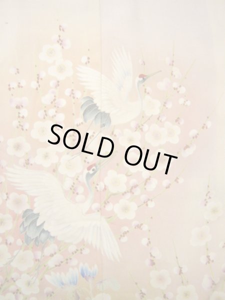 画像5: H1025A 留袖 女性用着物  シルク(正絹)   オフ ホワイト, 鶴 【中古】 【USED】 【リサイクル】 ★☆☆☆☆ (5)