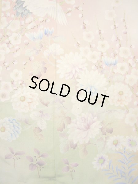 画像7: H1025A 留袖 女性用着物  シルク(正絹)   オフ ホワイト, 鶴 【中古】 【USED】 【リサイクル】 ★☆☆☆☆ (7)