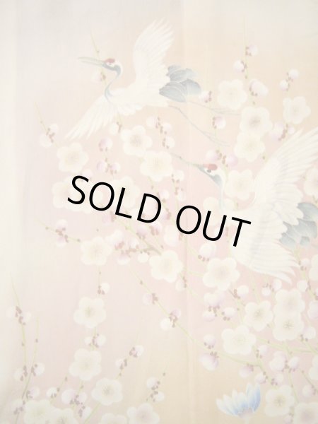 画像10: H1025A 留袖 女性用着物  シルク(正絹)   オフ ホワイト, 鶴 【中古】 【USED】 【リサイクル】 ★☆☆☆☆ (10)