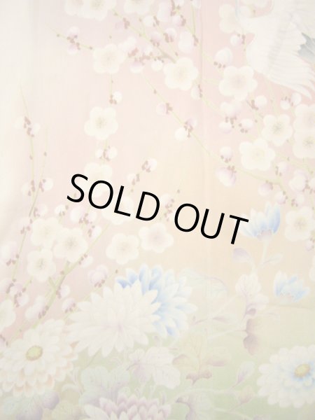 画像11: H1025A 留袖 女性用着物  シルク(正絹)   オフ ホワイト, 鶴 【中古】 【USED】 【リサイクル】 ★☆☆☆☆ (11)