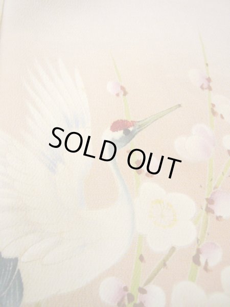 画像13: H1025A 留袖 女性用着物  シルク(正絹)   オフ ホワイト, 鶴 【中古】 【USED】 【リサイクル】 ★☆☆☆☆ (13)