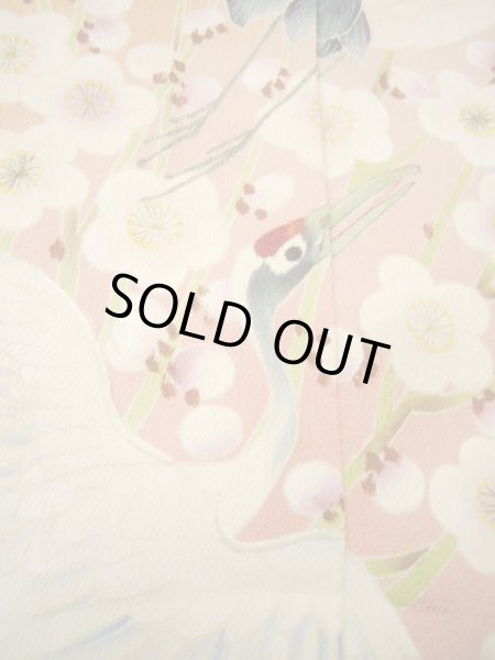 画像14: H1025A 留袖 女性用着物  シルク(正絹)   オフ ホワイト, 鶴 【中古】 【USED】 【リサイクル】 ★☆☆☆☆ (14)