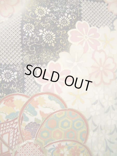 画像15: H1025K 振袖 女性用着物  シルク(正絹) 淡い 青みのある グレー(灰色), 桜 【中古】 【USED】 【リサイクル】 ★★★★☆ (15)