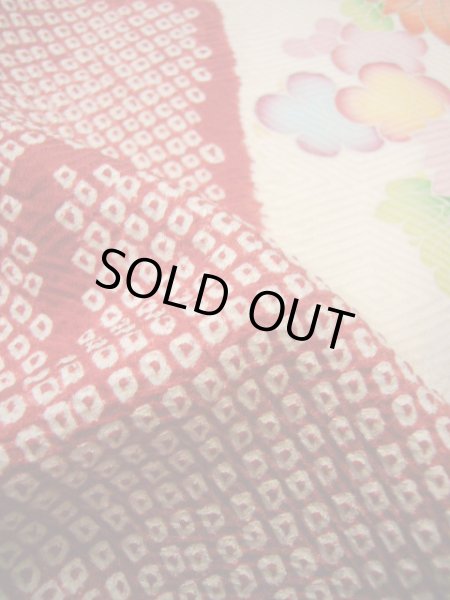 画像21: H1025N 振袖 女性用着物  シルク(正絹)  シャイニーな オフ ホワイト, ぼたん 【中古】 【USED】 【リサイクル】 ★★★☆☆ (21)