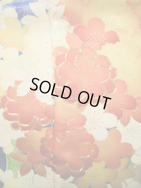 画像17: H1025T 振袖 女性用着物  シルク(正絹)   青, 桜 【中古】 【USED】 【リサイクル】 ★★★★☆ (17)