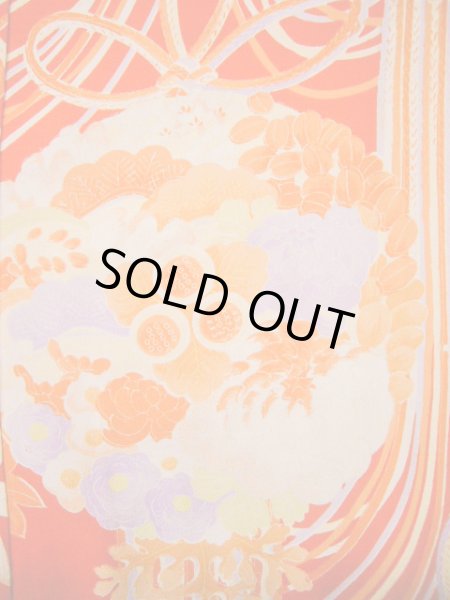 画像7: H1117B じゅばん 女性用着物 半衿付き シルク(正絹)   朱赤, 菊 【中古】 【USED】 【リサイクル】 ★★★★☆ (7)