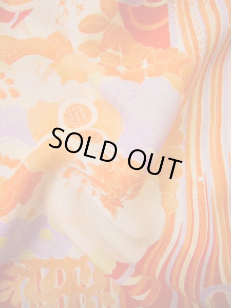 画像10: H1117B じゅばん 女性用着物 半衿付き シルク(正絹)   朱赤, 菊 【中古】 【USED】 【リサイクル】 ★★★★☆ (10)