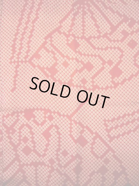 画像3: H1117F じゅばん 女性用着物  シルク（正絹）   赤, 扇 【中古】 【USED】 【リサイクル】 ★★★☆☆ (3)